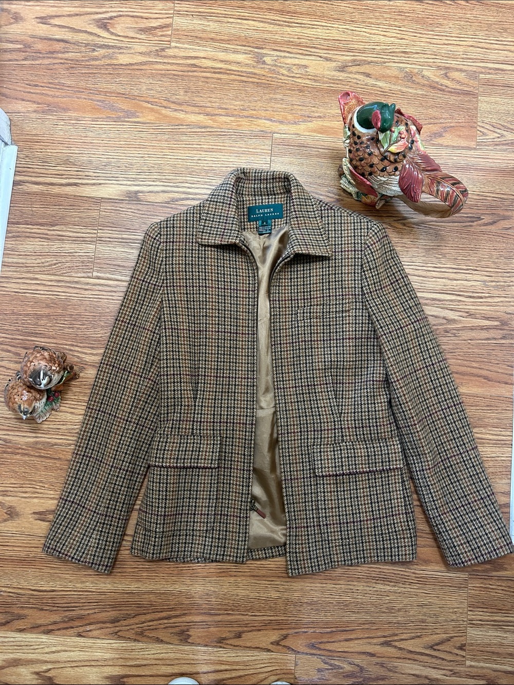 Ralph Lauren Women's Brown Plaid Zip Jacket